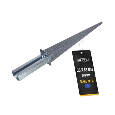Produktbild von NAJDER Angetriebene Buchse Pfostenträger 35x55 mm für Zaunpfosten Feuerverzinkung Bodenplatte Anker Pfosten (60 x 40 mm)