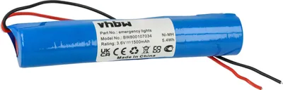 Produktbild von vhbw Akku für Fluchtweg, Notfallbeleuchtung (1500 mAh, 3,6 V, NiMH, mit Kabel)