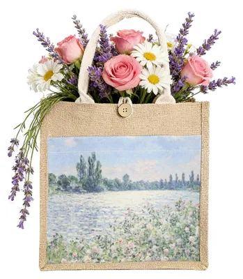 Produktbild von Omgoods – Wiederverwendbare Jutetasche mit Blumenmuster