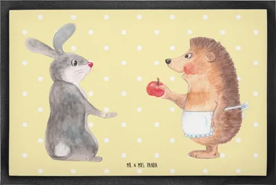 Produktbild von Mr. & Mrs. Panda Türvorleger Hase Igel 60 x 90 cm - Gelb Pastell - Geschenk, Fußabstreifer, Schmutzmatte, Lustige Sprüche, Schuhabstreifer, und, Trösten, Herzschmerz