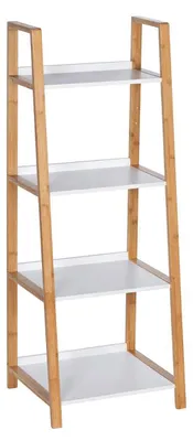 Productafbeelding van WENKO Regal Finja, badkamerrek met 4 niveaus, bamboe, geschikt voor badkamer, toilet, keuken, hal, afmetingen 43x112x36 cm
