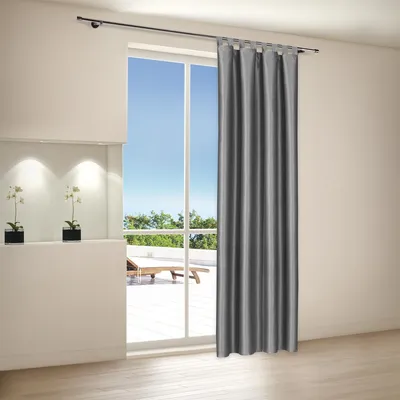 Produktbild von Schlaufenschal "Prag" verdunkelnd in grau mit Kräuselband und Tunneldurchzug 140cm x 245cm