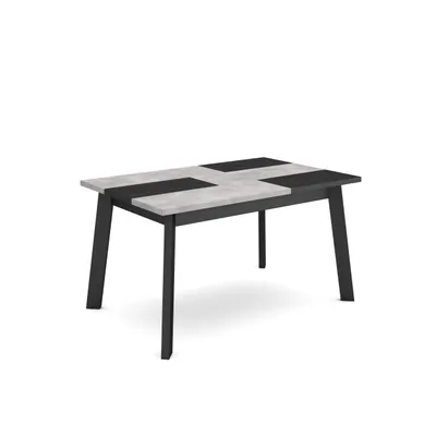 Image de ODIN Table à manger, 140x90x75cm, Pour 6 personnes, Pieds en bois, Ciment