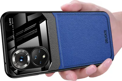Produktbild von Huawei Nova 9 Pro Hülle, TPU Stossfest Anti-rutsch Leder Glas Len Hybrid Schutzhülle für Huawei Nova 9 Pro Blau