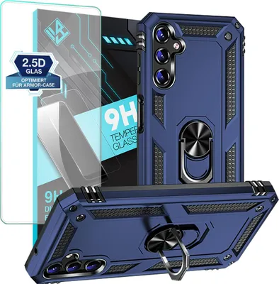 Produktbild von Armor Outdoor Handyhülle für Samsung Galaxy A14 / A14 5G Handy Panzer Case Schutzhülle mit 9H Displayglas Displayschutz Farbe: Blau