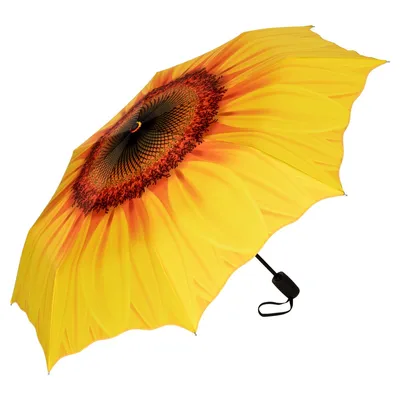 Produktbild von Regenschirm UV-Schutz Auf-Zu-Automatik Taschenschirm Motivschirm Sonnenblume Gelb