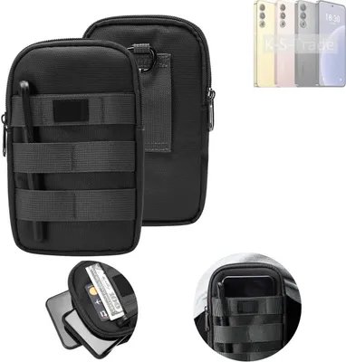 Produktbild von K-S-Trade Holster Gürtel Tasche kompatibel mit Meizu 20 Handy Tasche Schutz Hülle dunkel-grau viele Fächer, 1x