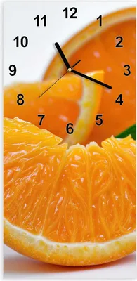 Produktbild von Wanduhr aus Glas mit Motiv Orangenscheiben- 30 x 60 cm - inkl. Aufhängesystem