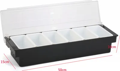 Produktbild von 6 Gitter Obstschachtel Beilagenbehälter Zutatenbehälter Barbehälter Obstkiste mit Transparenter Deckel Schwarz