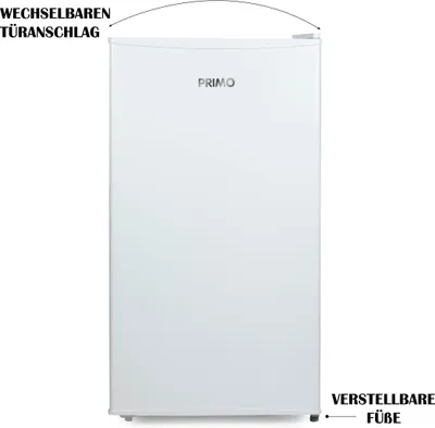 Produktbild von PRIMO PR144FR Tischkühlschrank mit Gefrierfach - 80 Liter Fassungsvermögen - Weiß -  - Freistehender Tischkühlschrank - Kühlschrank mit Gefrierfach
