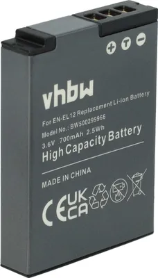 Produktbild von vhbw Akku kompatibel mit Nikon Coolpix S8100, S8000, S8200, S70, S620, S6150, S640, S630, S6300, S800c, S6200, S710 Kamera (700 mAh, 3,6 V, Li-Ion)