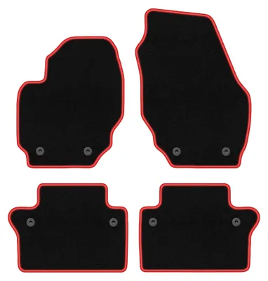 Image de Tapis de sol en moquette pour Volvo V70 III 2007-2016 (break) – jeu 4 pièces, noir/rouge, sur mesure – Wielganizator CARLUX