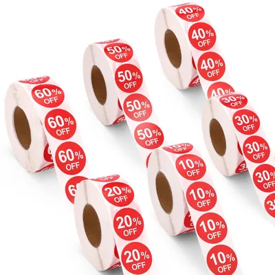 Productafbeelding van 6000 Stuks Zelfklevende Korting Stickers in Rood