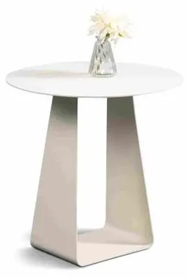 Runde Salontafel Ø 45 cm, H 45 cm, cremeweiß, Metall