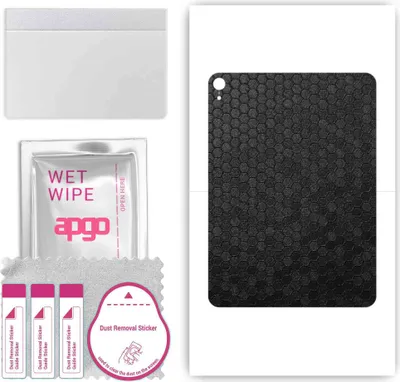 Produktbild von apgo Rückseite Schutzfolie, Skin, kompatibel mit Apple iPad Pro 11 (2018), Hinten Displayschutzfolie aus Vinylfolie, kratzfest, einfache Montage - Schwarze Honigwabe