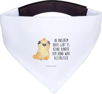 Produktbild von Mr. & Mrs. Panda Halstuch Für Hunde Mops Krone - Weiß - Geschenk, Hund, König, Haha, Tuch, Hundehalstuch, Königlich, Sprüche