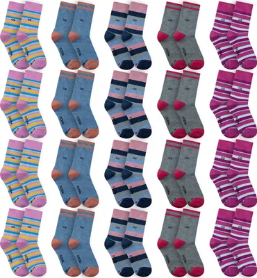 Produktbild von OCERA 20 Paar Kinder Socken für Mädchen und Jungen im Farbmix Gr. 27/30