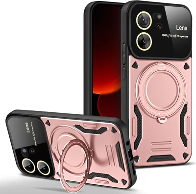 Produktbild von Rüstung Handyhülle für Xiaomi 13T / 13T Pro /Redmi K60 Ultra Dual-Layer Ringhalter Ständer Hülle Roségold