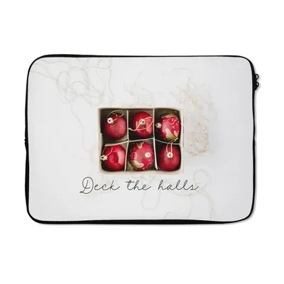 Produktbild von MuchoWow® Laptop Hülle 14 ZollWeihnachtskugeln - Rot - Gold Laptoptasche - Laptoptasche - Stoßsicher - Schutzhaube