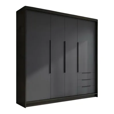 Produktbild von Geräumiger vier-türiger Kleiderschrank KLARI mit Schubladen und Metallgriffen – modernes Design