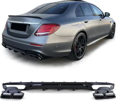 Produktbild von Heckdiffusor mit Endrohren Schwarz für Mercedes E Klasse W213 ohne AMG Line