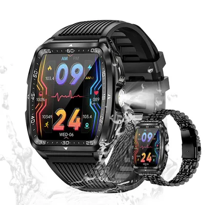 Produktbild von Valdus Herren Smartwatch mit Telefonfunktion, 1,8 Zoll Display, 400mAh Akku, IPX8/5ATM wasserdicht, Fitness & Gesundheit, Android/iOS – Schwarz