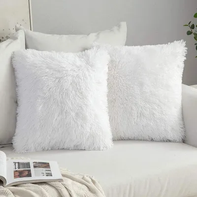 Immagine prodotto di Set da 2 federe per cuscini in Pelliccia sintetica, cuscini decorativi per divano, cuscini morbidi, cuscini in peluche, cuscini avvolgenti per divano, cuscini super morbidi, cuscini soffici, federe per divano