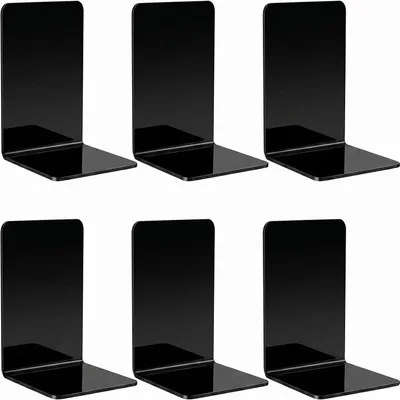 Produktbild von Buchstützen 6er Pack, stabile Buchhalter aus Kunststoff, platzsparende Bücherstützen für Kinderzimmer, Bibliothek, Schule und Zuhause
