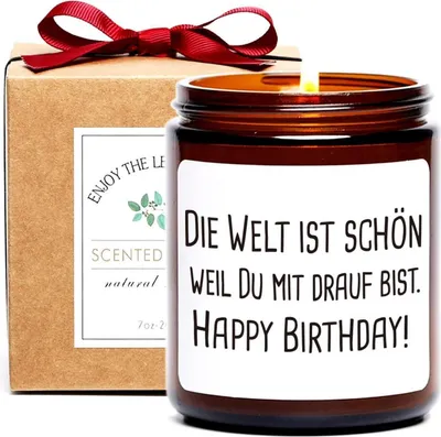 Produktbild von Happy Birthday Kerze Sandelholzduft 200g Natürliches Sojawachs Duftkerze für Frauen und beste Freundin