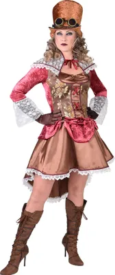 Produktbild von M218104-L braun-rot Töne Damen Rokoko Steampunk Burlesque Kleid Gr.L