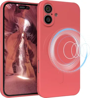 Produktbild von EAZY CASE - Silikonhülle magnetisch für Apple iPhone 16 Plus, Hülle Silikon, weich stoßfeste Magnet Handyhülle, Schutzhülle mit Kameraschutz, TPU Bumper in Rot