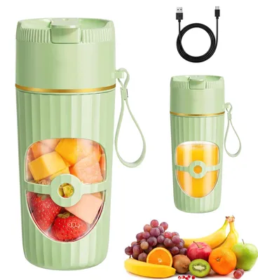 Tragbarer Mixer 400 ml, USB-C, 1300 mAh, 10 Klingen, Grün