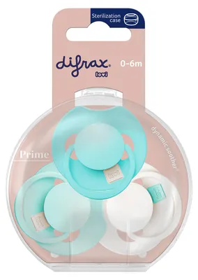 Produktbild von Difrax Prime Tutti Frutti Schnuller - 0-6 Monate - 3 Stück - Aqua Green | Difrax