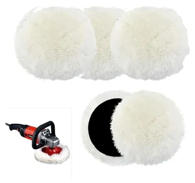 Produktbild von 5 Polierpads 150mm aus Wolle, Polierscheiben für Poliermaschinen, Wollpuffer für Exzenterschleifer