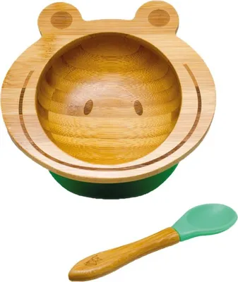 Productafbeelding van Kleine Fuchs bamboe kom voor kinderen, inclusief lepel - met zuignap en kikkerprint