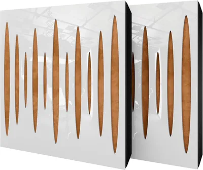 Produktbild von 2er-Pack – Akustikpaneel mit Samtstoff und Befestigungsset |50x50x5cm|Schallabsorption-Diffusion-Reflexion-Schalldämmung|[PULSAR -Weißer Kunststoff|Gold]