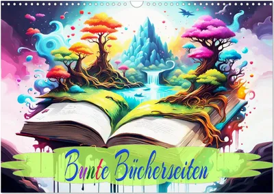 Produktbild von Bunte Bücherseiten (Wandkalender 2025 DIN A3 quer), CALVENDO Monatskalender