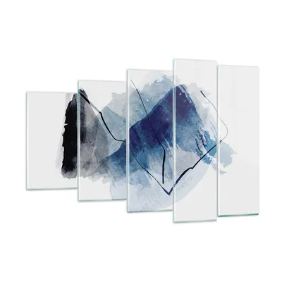 Produktbild von Bilder auf glas - 5 Teile - Blau Schwarz Abstraktion - 150x100cm - Glasbilder - Wandbilder - Bilder - zum Aufhängen bereit - Wanddekoration aus Glas - Glas Bilder - Wandbild auf Glas - GEG150x100-5058