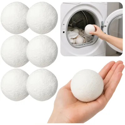 Immagine prodotto di Palline per Asciugatrice in Lana Naturale Anallergiche Bianche 7cm 6pz.