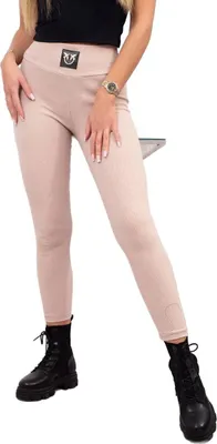 Produktbild von Gestreifte Leggings mit hoher Taille in Hellbeige
