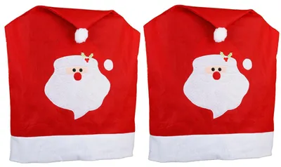Produktbild von Novaliv Weihnachten Stuhlhussen 2er Set I Rot I Weihnachtsmann I Stuhlbezug Weihnachtsdeko Weihnachtsmütze Stuhldeko Husse Stuhl Stuhlüberzug Nikolausmütze