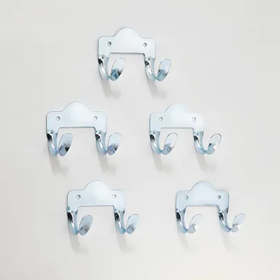 Immagine prodotto di Set 5 ganci doppi multiuso in acciaio zincato MOTTEZ, H.6xL.7,5xP.4,8 cm