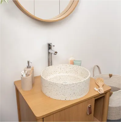 Image de Vasque à poser ronde en terrazzo 36cm