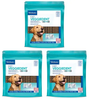 Produktbild von Virbac Veggiedent Fresh - natürliche Kauartikel für Hunde mit FR3SH-Technologie in Größe L, 15 Stück pro Packung (3-er pack)