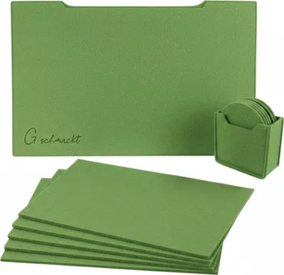 Produktbild von Filz Platzsets 45x30cm, Platzdeckchen abwaschbar, Tischuntersetzer Filzmatten 20teiliges Set (grün)