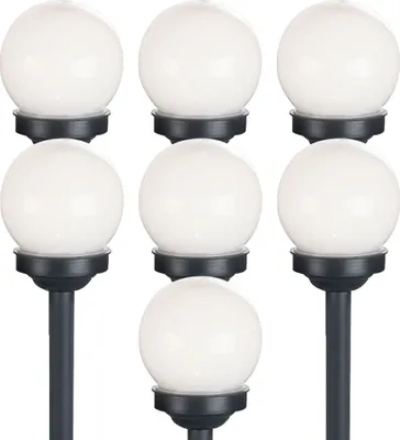 Produktbild von 7er Set LED Solarkugel weiß, Erdspieß, DxH 10x38 cm