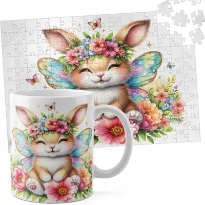 Obrázek produktu pro Zestaw Kubek + Puzzle 110El - Zwierzęta Królik