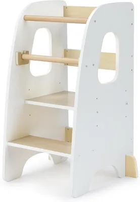 Produktbild von Ezebaby Lernturm für Kinder, Lernturm höhenverstellbar, Küchenhilfe, Kippschutz, Höchste Sicherheit, ab 1.5 Jahr, Little Helper Lernturm, Weiß