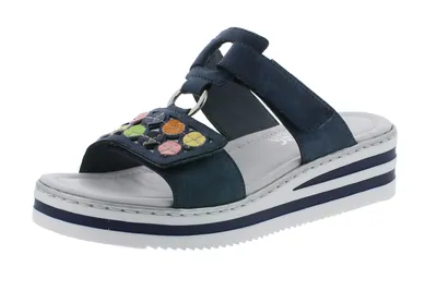 Produktbild von Rieker V0229-14 Damen Clogs Plateau Keil Pantoletten , Größe:41 EU, Farbe:Blau