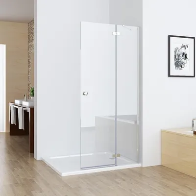 Produktbild von MIQU Nischentür 80 x 195 cm Walk in Duschabtrennung Duschwand für Dusche Pendeltür Duschtür Scharniertür aus ESG Glas Rahmenlos duschtrennwand